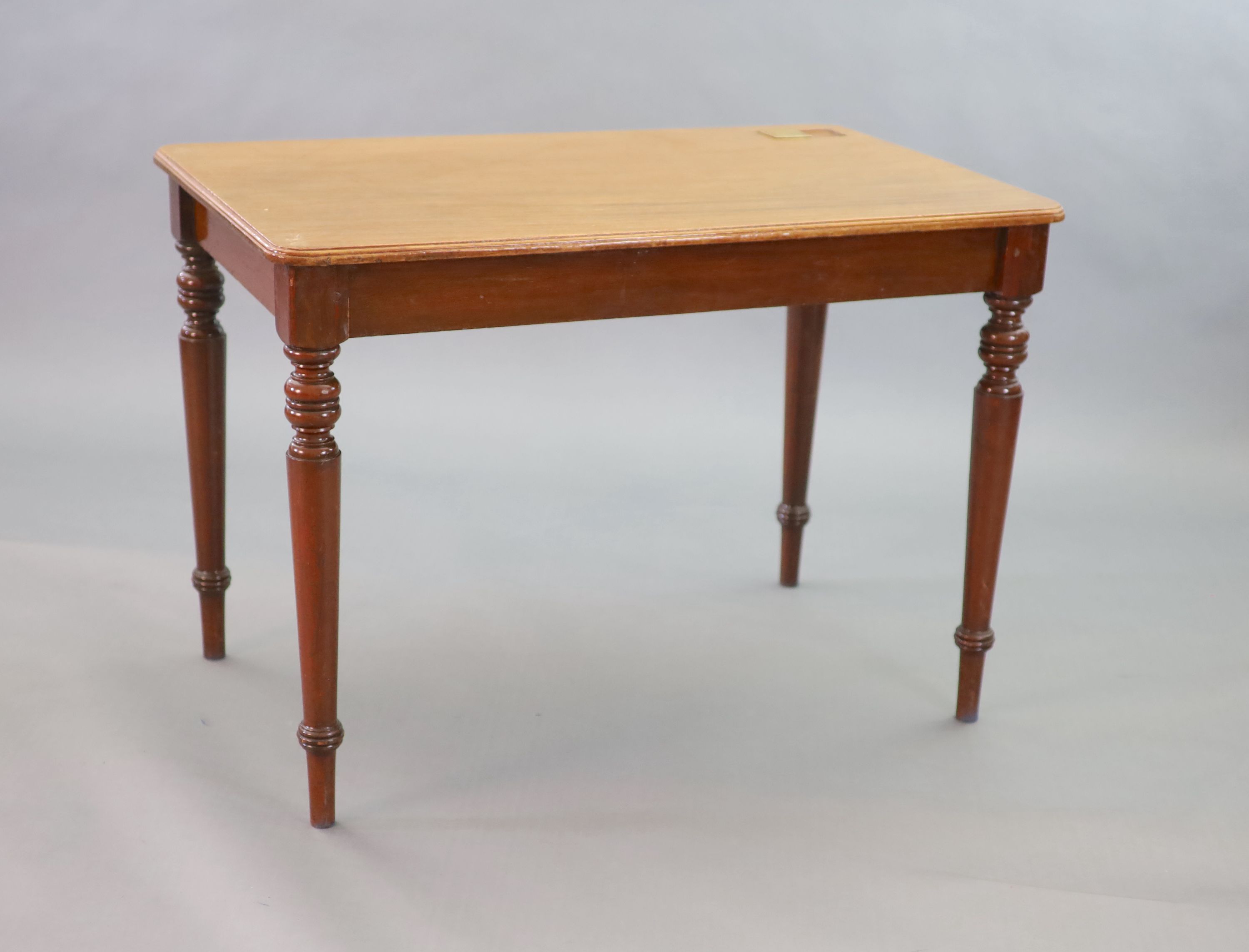 A Victorian mahogany writing table, W.110cm D.68cm H.78cm